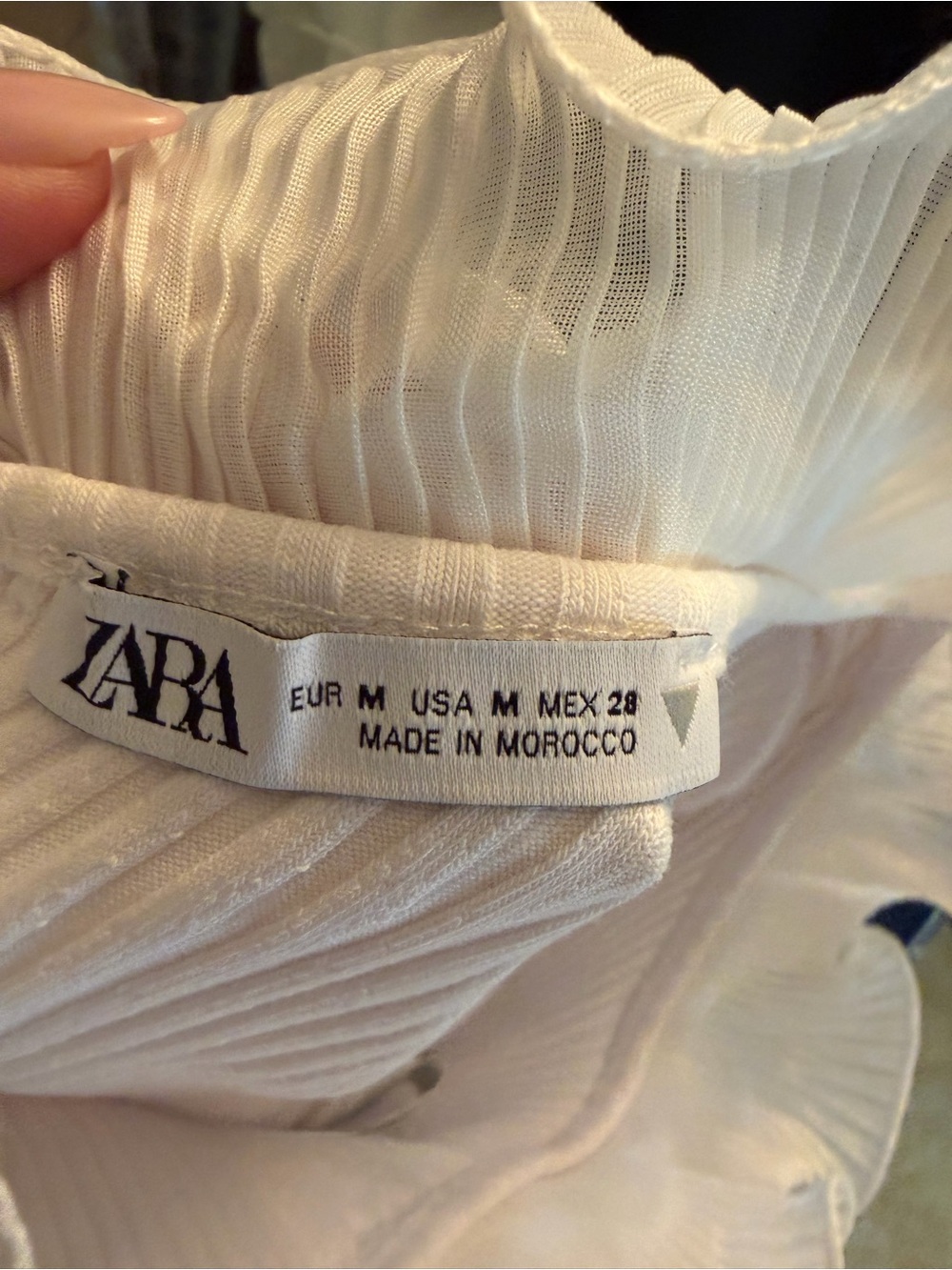 Zara White One-Shoulder Ruffle Ribbed Bodysuit - Picture 4 of 4